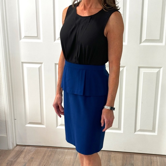 BCBG Paris Dresses & Skirts - BCBG Paris Peplum Sheath Dress - Blue & Black Size 4